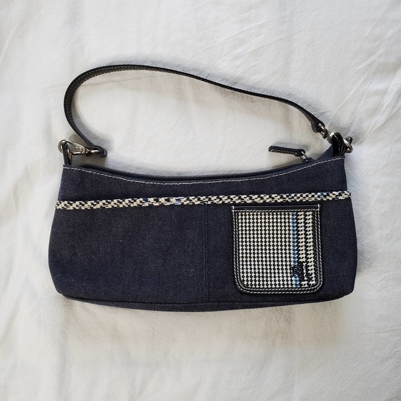 RALPH LAUREN Medium Wash Blue Y2K Denim Patchwork Mini Shoulder Bag - Picture 1 of 6